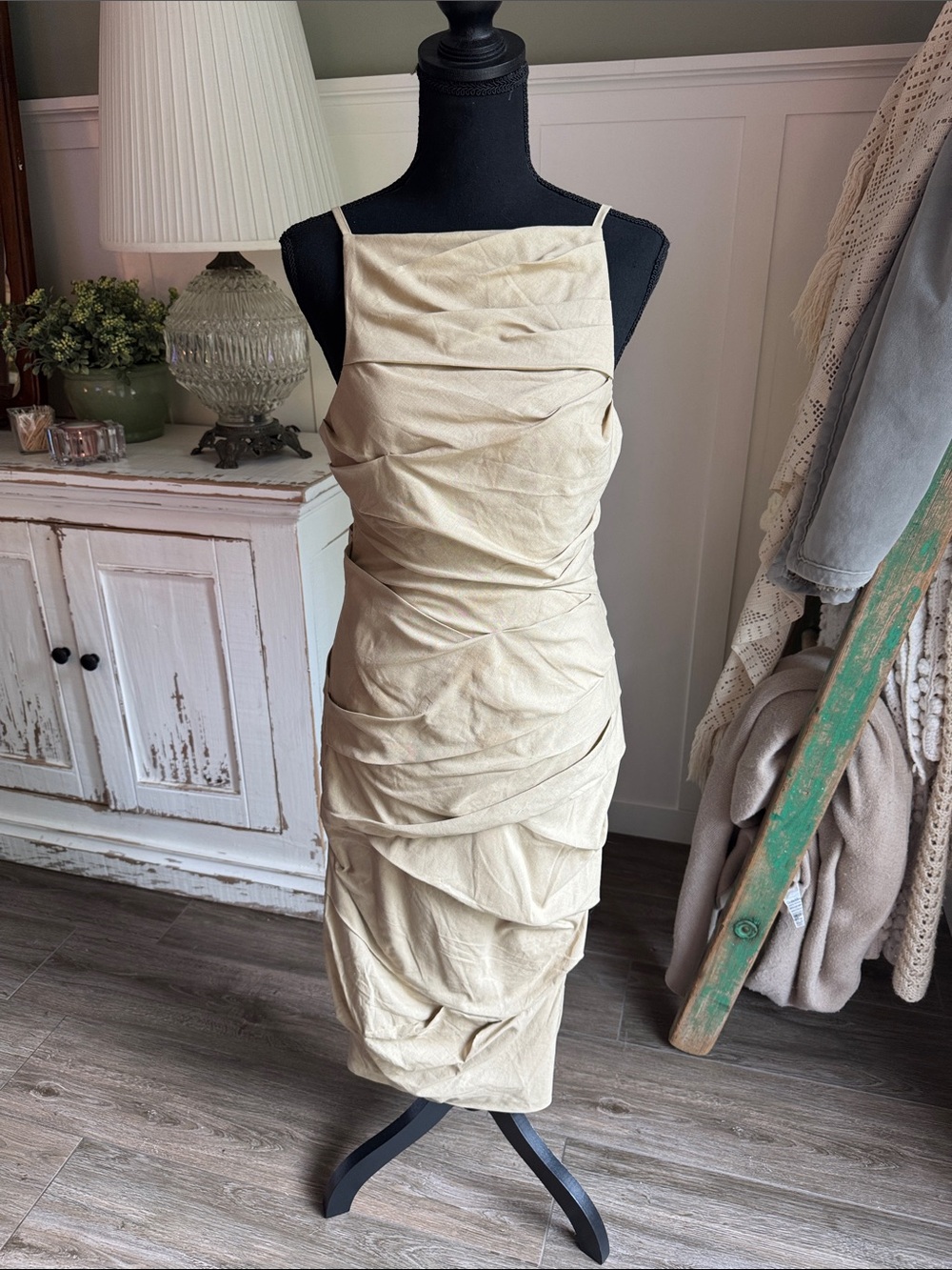 ASOS Linen like roughed midi dress - size 6